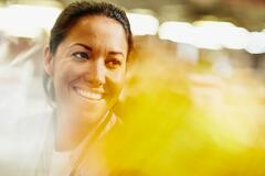 woman manufacturing yellow